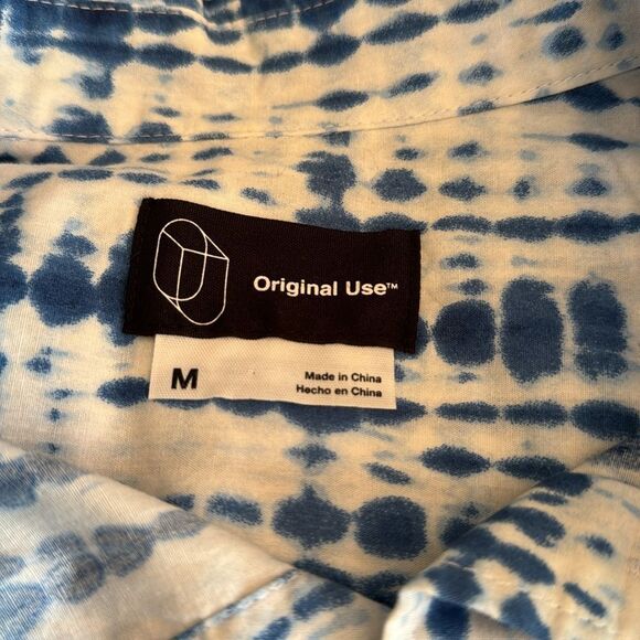 Original Use (Target) cotton blue/white tie dye short sleeve button front shirt - Picture 5 of 5